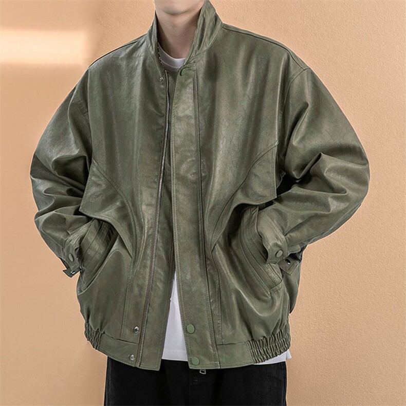 现货-2025秋冬立领皮衣夹克男潮牌复古个性机车外套-AP2411-P115图片
