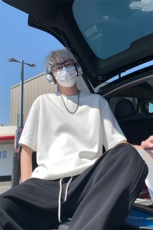 重磅美式设计感网格拼接透气短袖T恤男纯色圆领体恤T3647-特价P26，男装T恤，电商A007