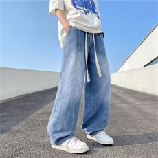 牛仔裤男春季潮牌vibe高街直筒阔腿长裤美式潮流休闲裤K6281-P40，男装牛仔裤，星座512-2