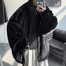 连帽棉衣男冬季新款仿貂皮外套大码宽松羊羔毛加绒加厚棉服袄子，男装夹克，星座1116-2