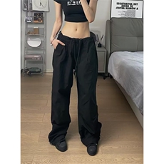 2025秋季美式阔腿伞兵工装裤男女宽松复古休闲冲锋纸袋裤束脚裤潮，男装工装外套，星座506A