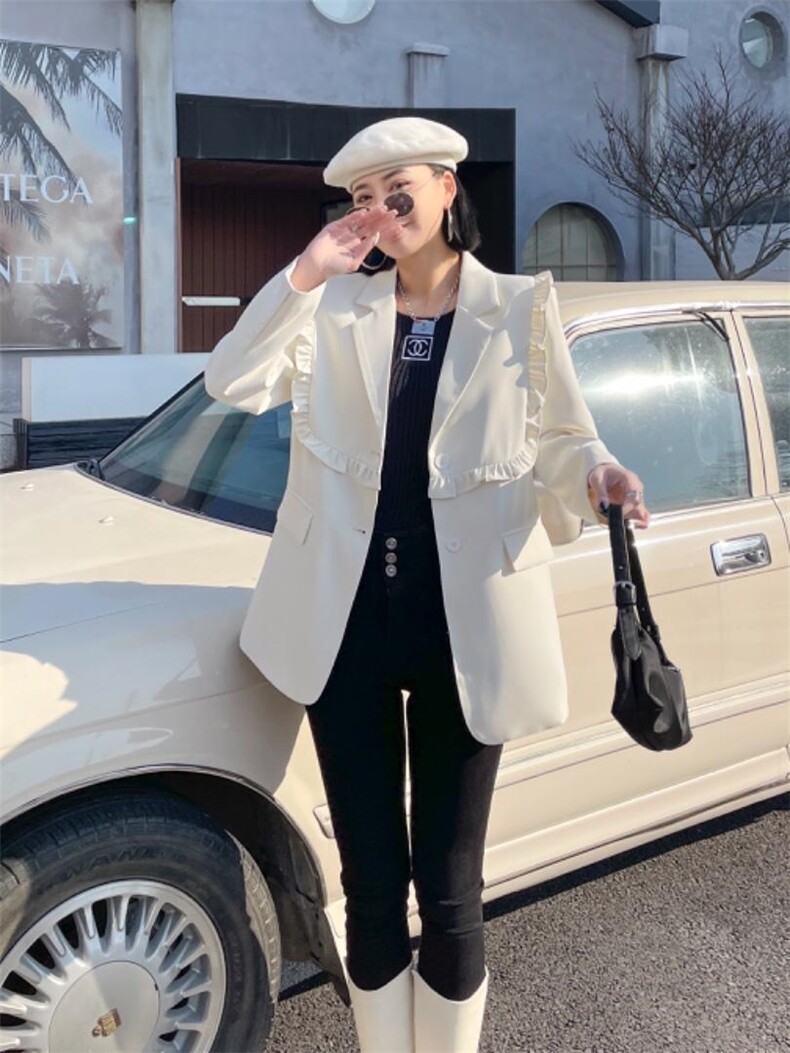 木耳边西装，女装西装，时代公主