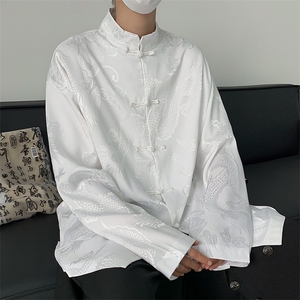F215-P42 2024春季新款盘口立领高级感衬衣中式长袖衬衫男 现货图片