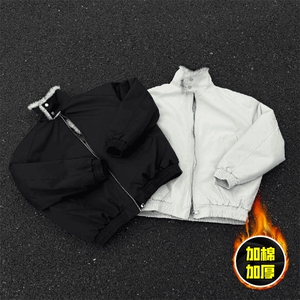 现货高品质美式高街重磅狼王座山雕毛毛领棉衣男女加厚棉服冬外套图片