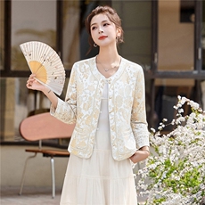 『现货』新中式轻G风外套女2026春季新款刺绣精致开衫小外套上衣，女装棉衣/棉服，意芙