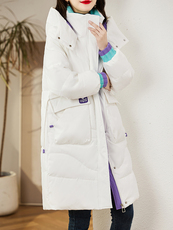 现货90白鸭绒羽绒服女连帽新款长款面包服时尚宽松休闲保，女装羽绒服，贵人树