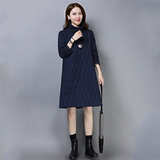 中长款时尚潮流休闲2020年冬季连衣裙优雅百搭甜美长袖，女装连衣裙，叶笙衣