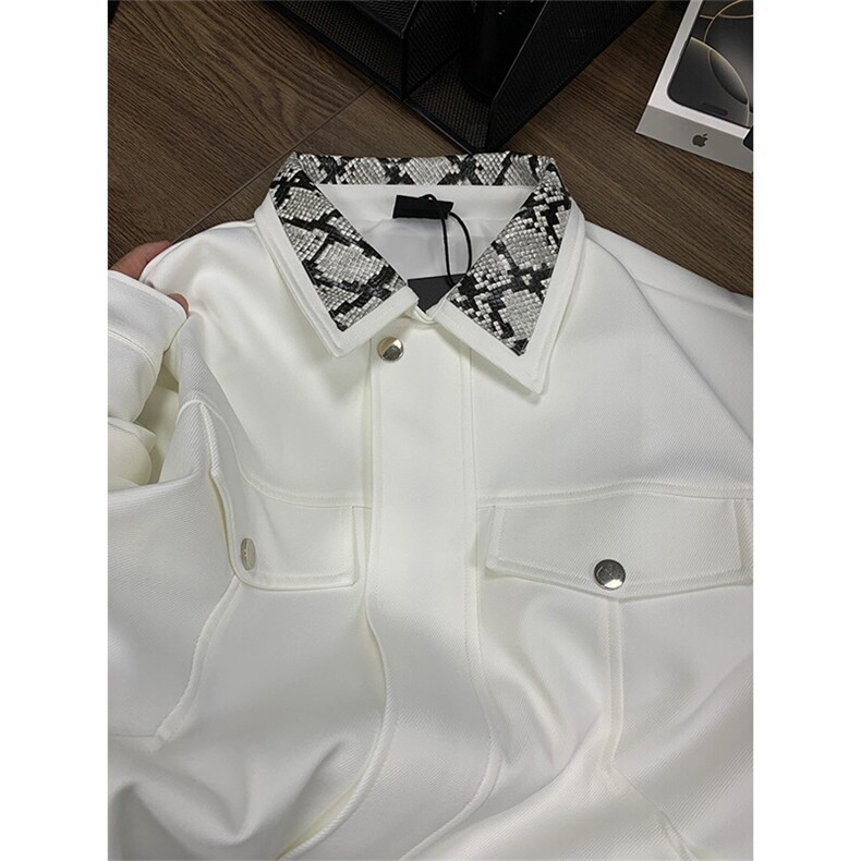蛇年限定飞行员夹克男春秋季翻领高级感痞帅设计感印花棒球服外套图片