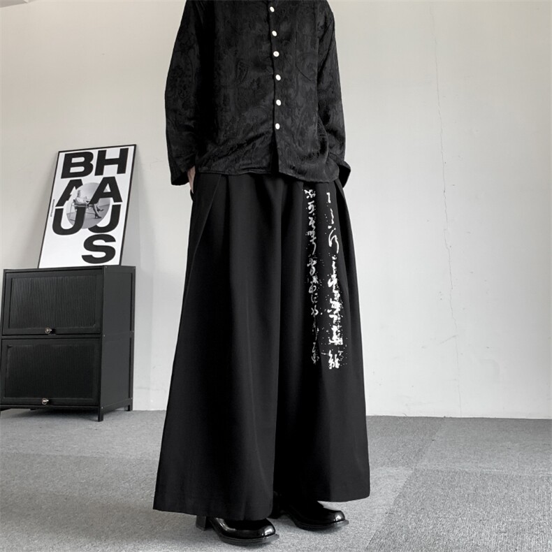 秋季西裤面料山本耀司剑道裤小众暗黑男女新中式男女阔腿裤九分裤,男装西裤,星座909