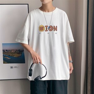 短袖男夏宽松纯棉T恤男百搭港风韩版情侣中性日系潮DT0253 P20图片