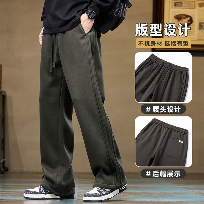 垂坠感休闲裤男2025秋季阔腿卫裤宽松直筒运动裤子男生Z9860-P45图片