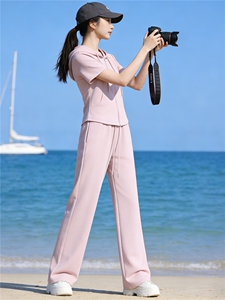 高级感欧货休闲显瘦套装女夏新款拉链抽绳开衫连帽上衣阔腿裤套装图片