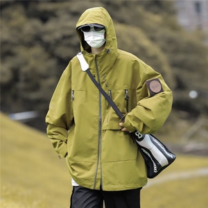 美式机能户外连帽冲锋衣外套男春秋新款山系防水防风HT08-P70