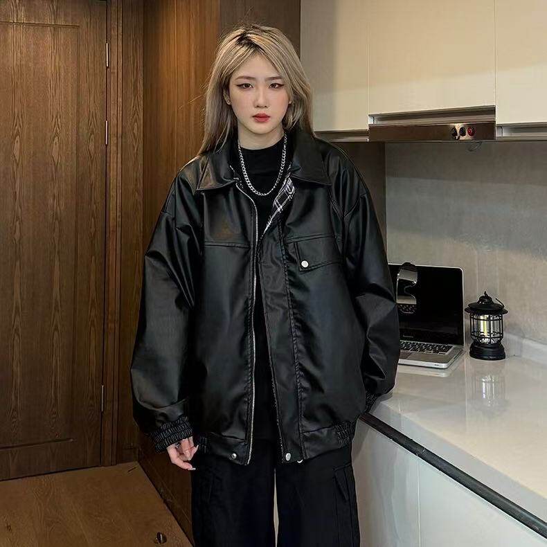 双面穿格子机车棉服男女款加厚高级感工装皮衣宽松美式夹克外套潮,男装夹克,星座613