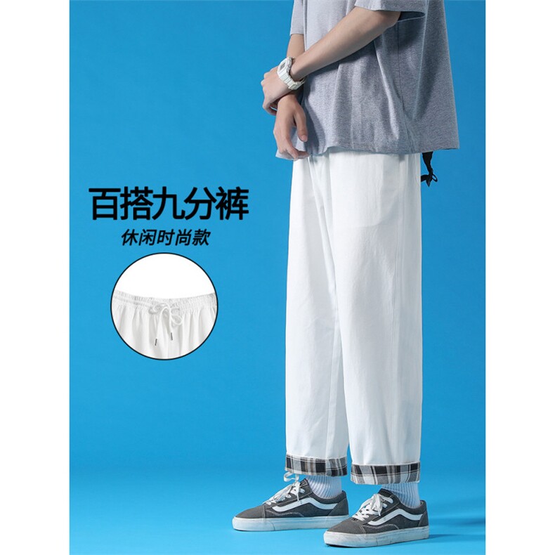 高街百搭亲肤运动风长裤潮流休闲个性裤脚设计九分裤 K615-特批35图片