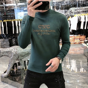 22新款秋冬潮牌男简欧大码圆领双面德绒打底衫长袖A-802-P53图片