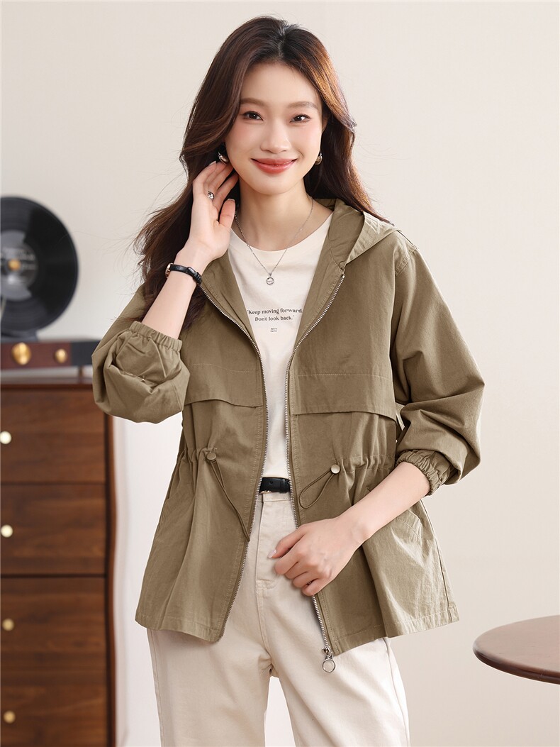 2026年春季连帽休闲百搭连衣裙，女装风衣，文熹诺