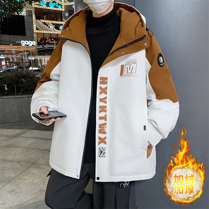 港风秋冬男士加绒加厚夹克男宽松时尚连帽棉衣男外套MY1686-P73图片