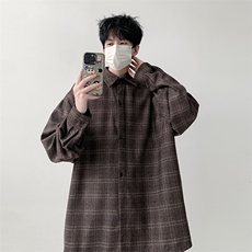 已出货厚款小香风长袖衬衫男宽松格子衬衣KD627-P55控78，男装衬衫，电商D312-1