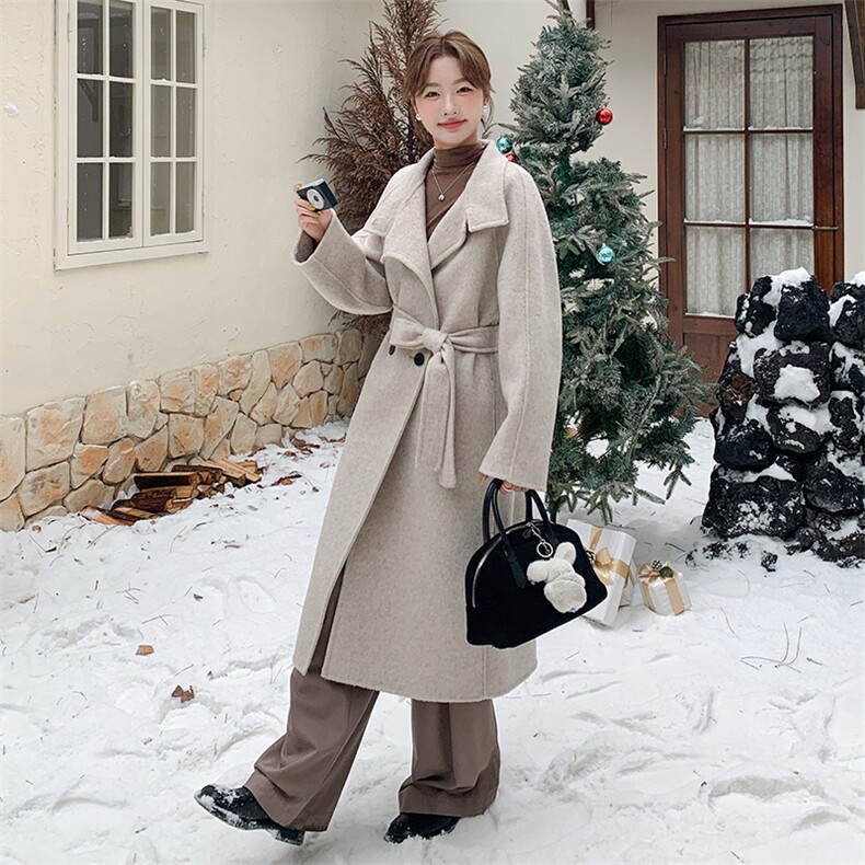 现货主推70毛手工羊毛大衣191-K6339-P255-K378，女装双面呢大衣，韩蜜菓