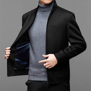 2025年新款休闲商务绵羊毛夹克夹外套中老年秋冬款夹克衫上衣图片