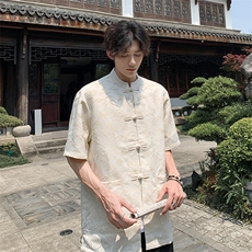 上了就卖~新中式现货！夏季短袖衬衫宽松大码A021-CS7098-P70，男装衬衫，电商A021