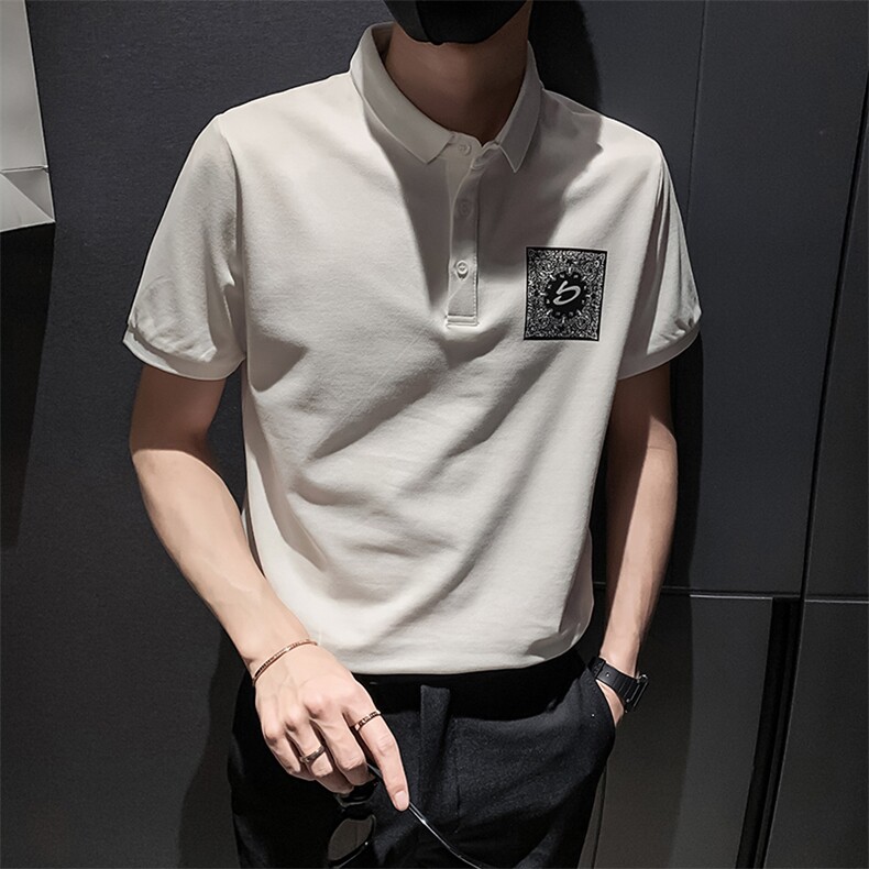 白色2022精神小伙修身polo衫男士短袖T恤PL505-P48控价68,男装Polo衫,电商A108