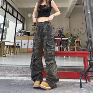 迷彩休闲裤男女韩版潮流大口袋帅气百搭2025夏季ins长裤K6219-P49图片