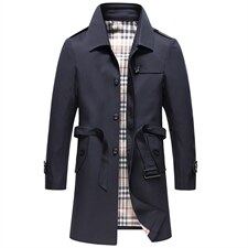 2023新款风衣男士春秋季中年外套爸爸宽松秋免烫中长款上衣，男装风衣，电商B212（原钱塘6029）