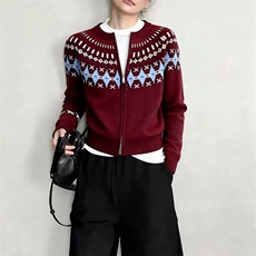 2025年秋季时尚百搭通勤简约休闲费尔岛圆领，女装羊毛衫，新胜羊绒