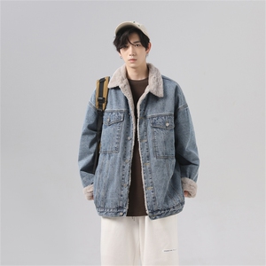 现货加绒牛仔棉服男冬季棉衣外套羊羔绒翻领夹克毛领MY2220-P110图片