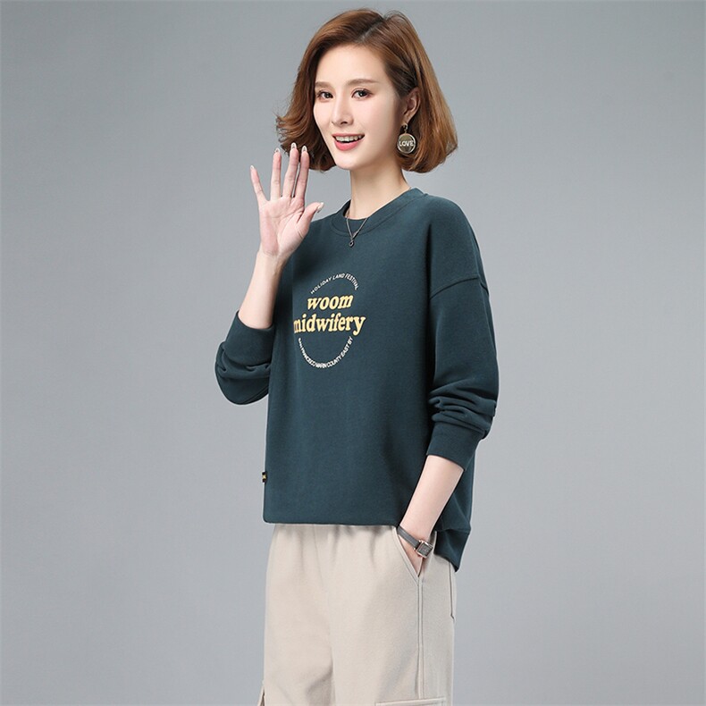 2023年春季新款套头圆领卫衣女长袖韩版宽松显瘦上衣服打底衫女棉，女装卫衣/绒衫，简韵佳