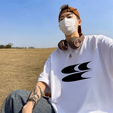 抖音得物二开现货供应220克夏装重磅美式高街宽松短袖t恤MT79，男装T恤，电商A486-1