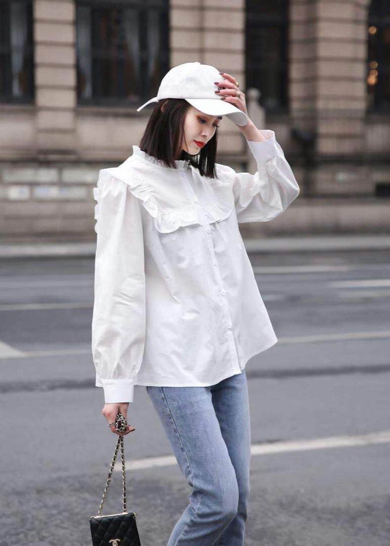 春款木耳边衬衫上衣，女装衬衫，魅力布梵