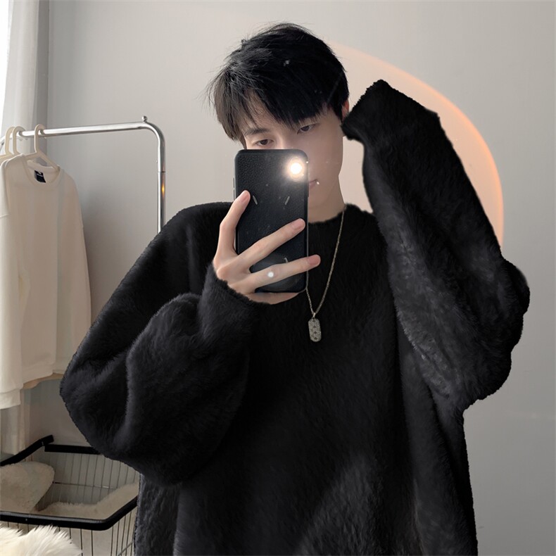 秋季新款港风仿貂毛慵懒风套头圆领毛衣男潮XZ608-TM260-P60控88,男装针织衫/毛衣,星座608(原A046)