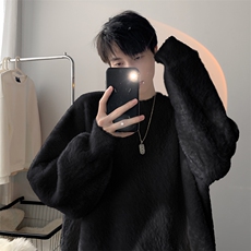 秋季新款港风仿貂毛慵懒风套头圆领毛衣男潮XZ608-TM260-P60控88，男装针织衫/毛衣，星座608(原A046)