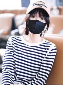 春夏新款圆领羊毛针织衫女宽松韩版条纹超薄微透显瘦短款插肩上衣图片