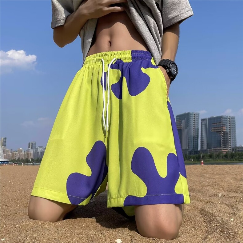 派大星同款沙滩短裤男款夏季美式篮球运动五分裤cleanfit休闲裤子,男装牛仔裤,星座601-1