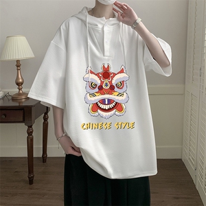 连帽短袖t恤男大码胖子带帽五分袖中袖 LD54185-P45图片