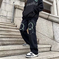 牛仔裤男夏季潮牌宽松大码休闲裤子高街设计感G083P38，男装牛仔裤，星座1116-2