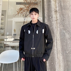 春季新款男士金属环绕夹克解构设计感黑白拼接外套A345-235-P145，男装夹克，电商A345