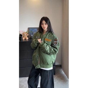 潮牌美式机车风男女教练飞行员夹克外套百搭刺绣棒球棉服L01批85图片