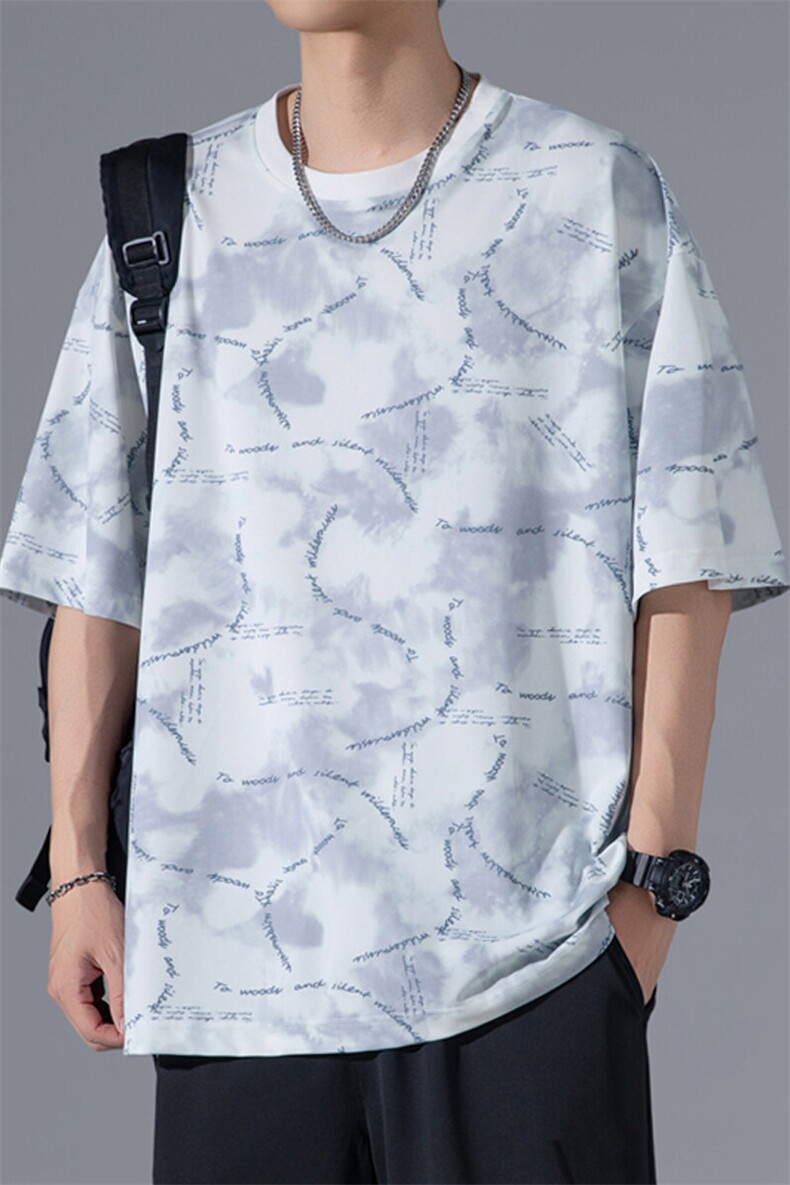 2025夏季新款无影墙大码冰丝圆领短袖T恤M-5XHT25534-特P25,男装T恤,电商A022