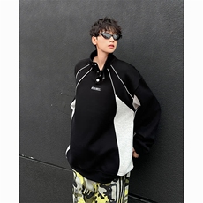 DP9855-P55潮牌立领拼接卫衣2025秋季新款男潮运动风宽松外套，男装卫衣，电商C233