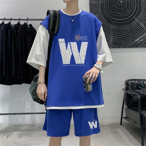 华夫格套装潮流休闲短袖短裤两件套FTZ3076-P55控78图片