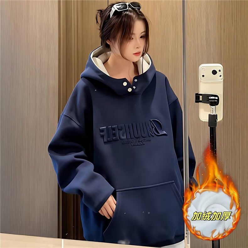重磅字母连帽套头卫衣男秋季复古情侣装青少年痞帅加厚外套,女装短外套,星座506A