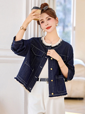 2025春季新款复古牛仔外套女短款气质百搭小个子上衣开春洋气减龄，女装短外套，美沁