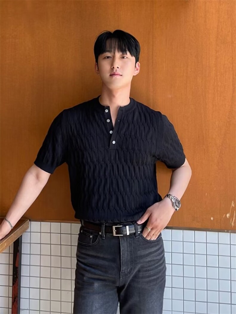 短袖纯色夏季潮流2023POLO衫原宿新款男ins百搭MB202P43,男装T恤,星座1116-2