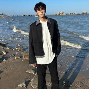 美式街头cleanfit贵公子高级感翻领休闲短宽小香夹克外套男春秋款,周公子时尚穿搭图片