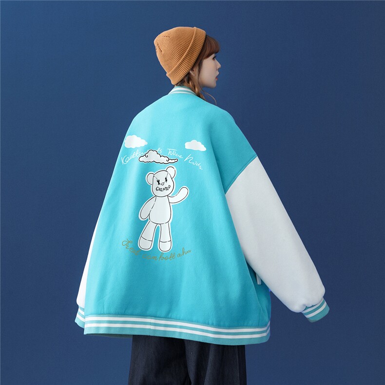 中性风 2023秋季新款拼色港风潮牌印花棒球服夹克外套G94 p65控78图片